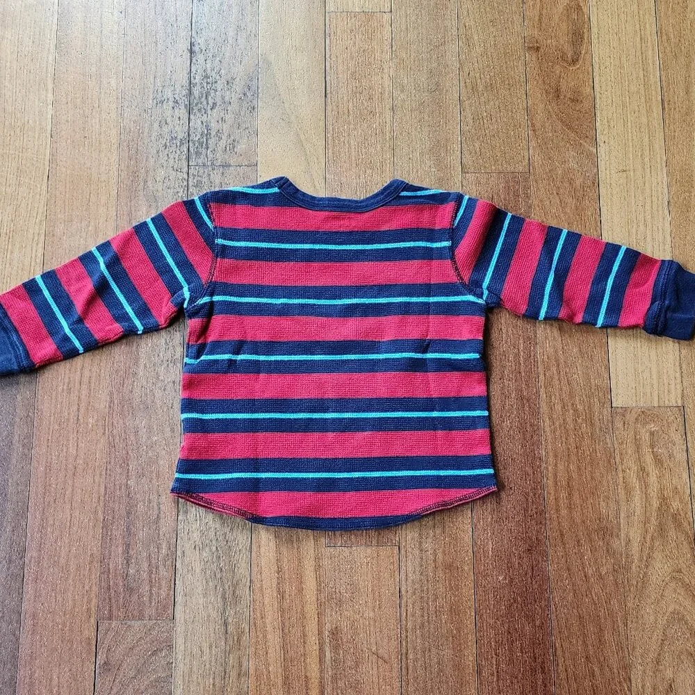 OshKosh B'gosh Red/Blue Striped Long Sleeve Waffle Knit Jersey Size 5T
